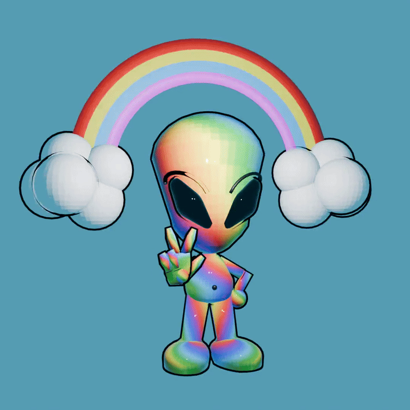 Alien with rainbow GIF (slightly bigger)